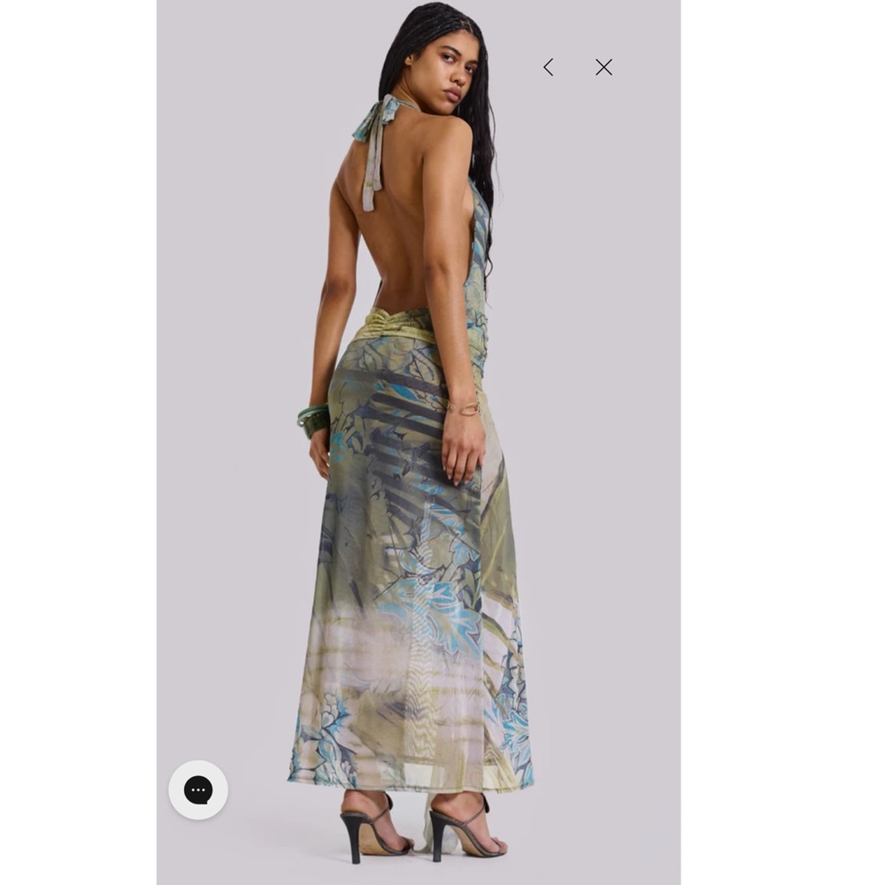 Jaded London Cindy plunge Green Halter Maxi Sundress size us 2 worn once